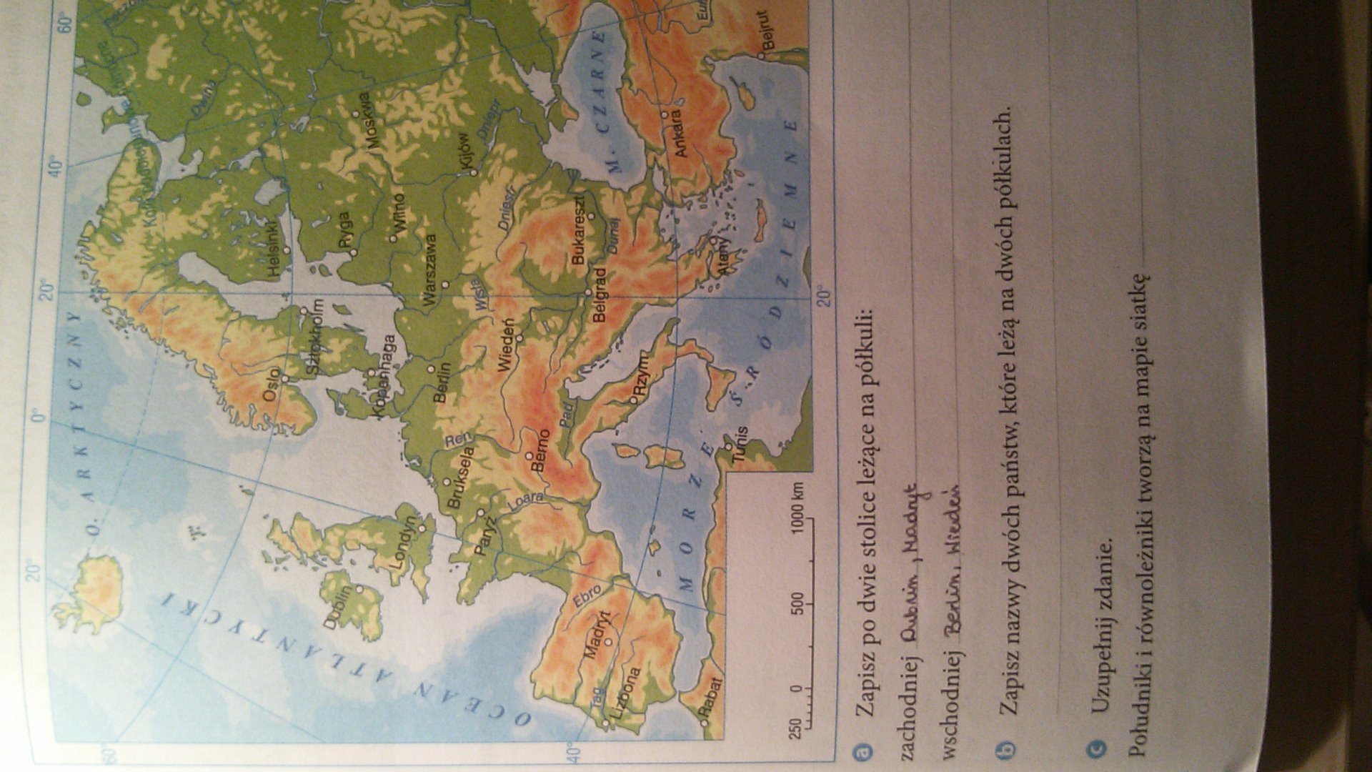 Korzystając Z Mapy Hipsometrycznej Europy Wykonaj Polecenia