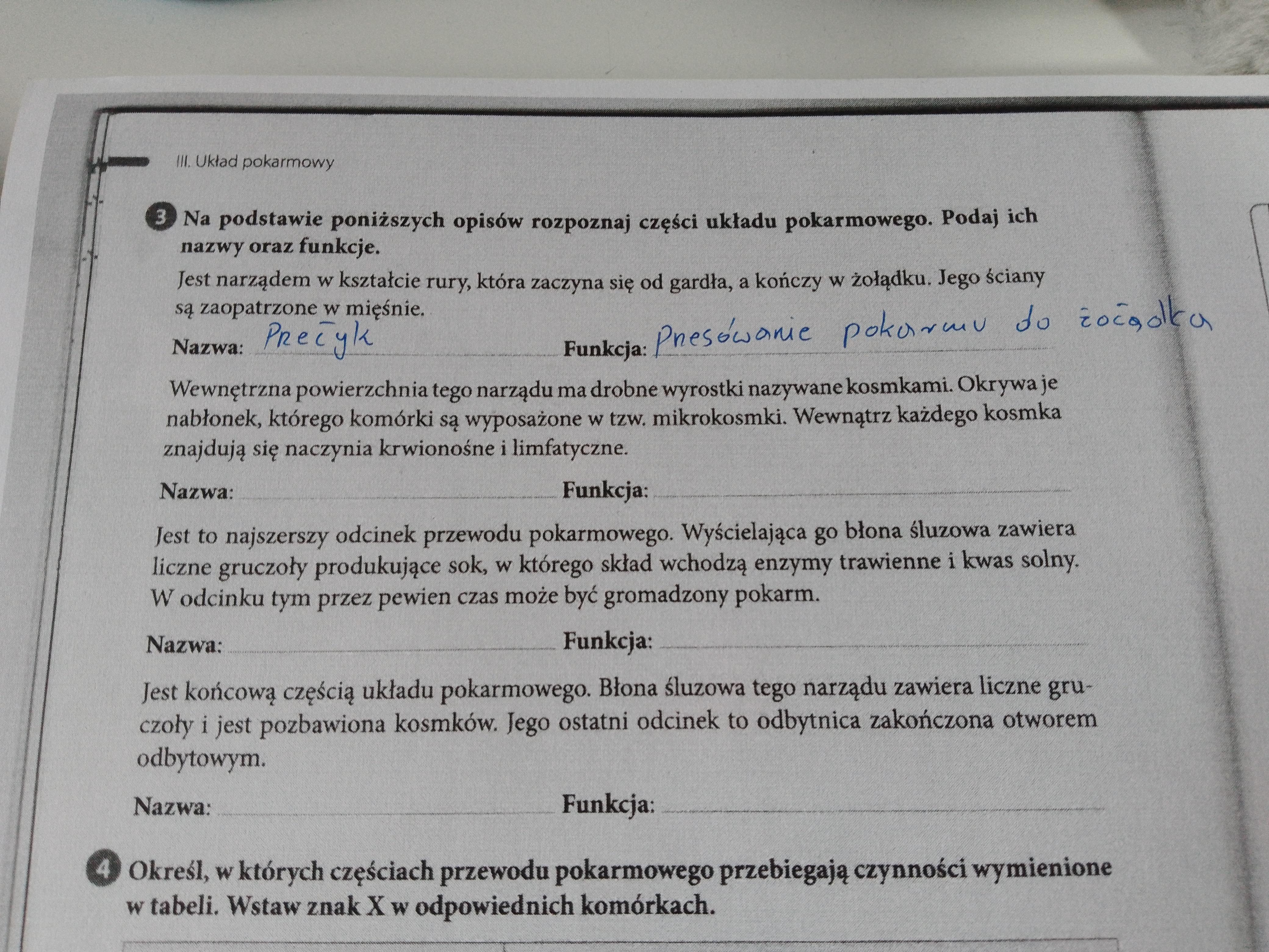 Na Podstawie Ponizszych Opisow Rozpoznaj Czesci Ukladu Pokarmowego