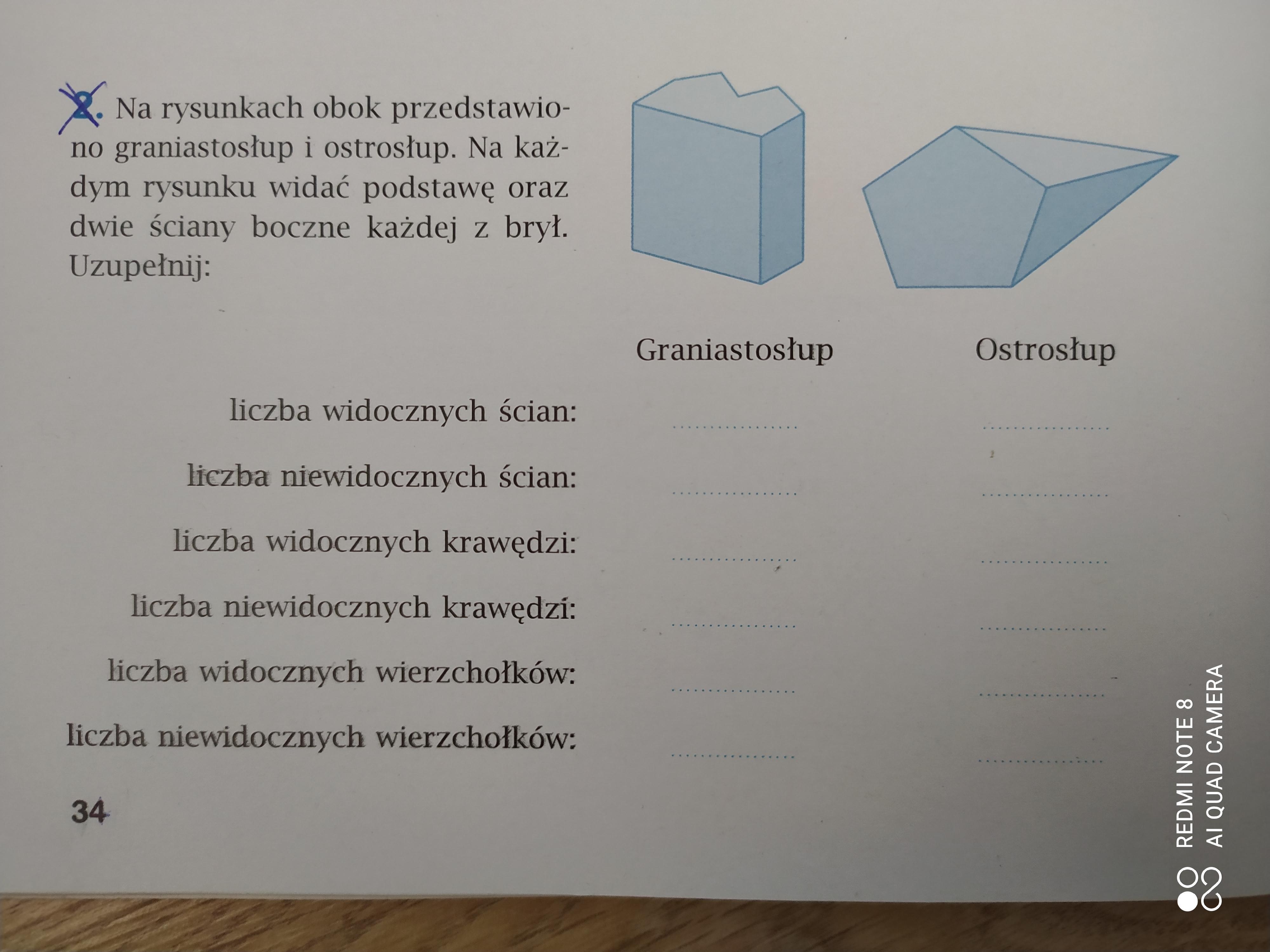Na rysunkach obok przedstawiono graniastosłup i ostrosłup. Na każdym Na Rysunkach Obok Przedstawiono Graniastosłup I Ostrosłup