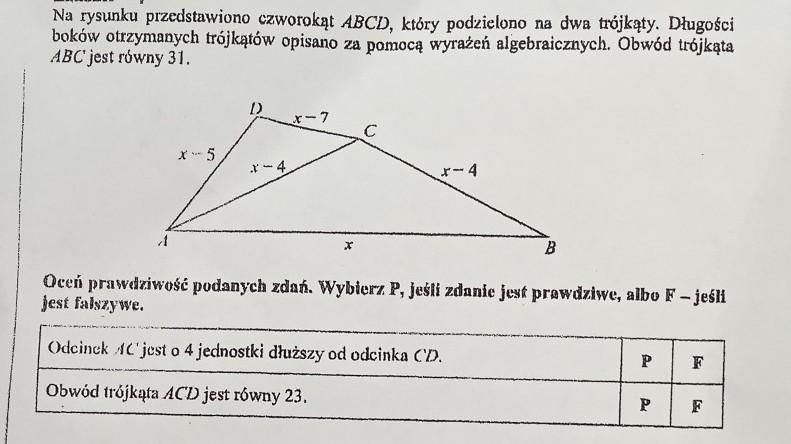 Na rysunku przedstawiono czworokąt ABCD, który podzielono na dwa Na Rysunku Przedstawiono Równoległobok Abcd I Trójkąt Równoramienny Aed