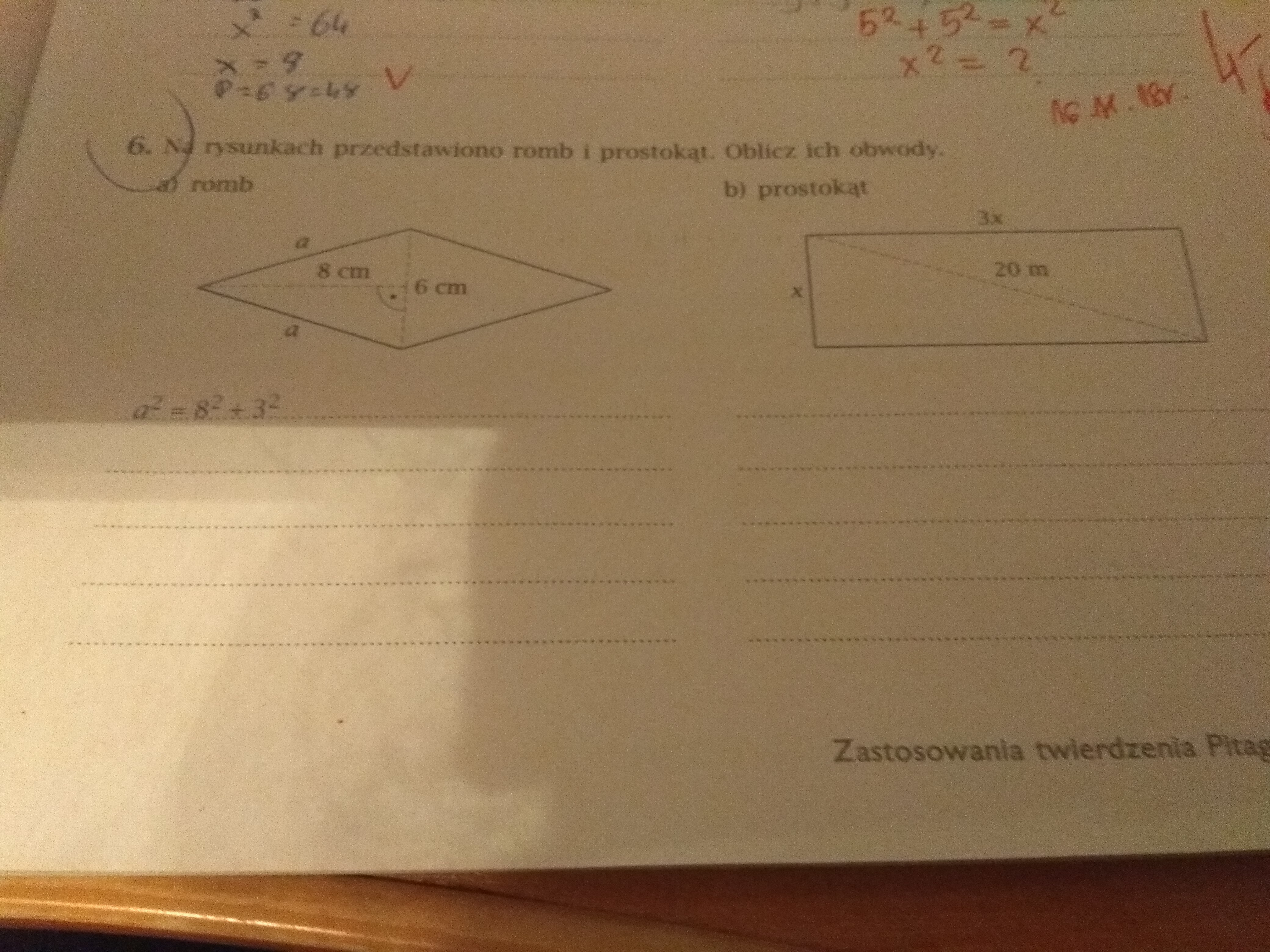 Na Rysunku Przedstawiono Romb I Prostokat Oblicz Ich Obwody