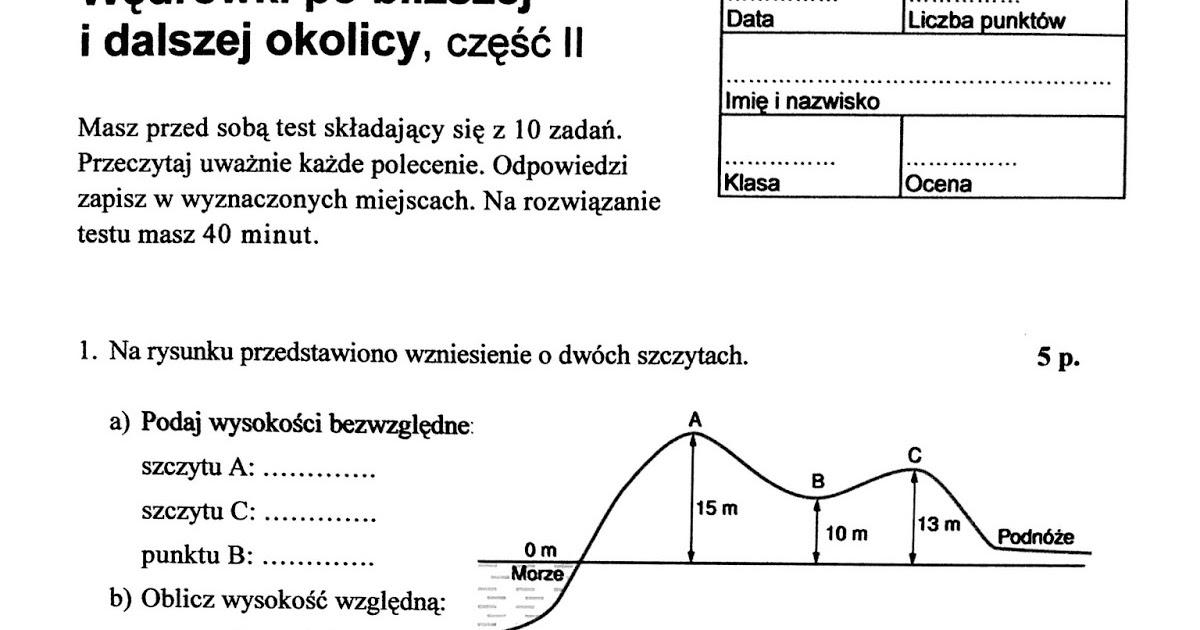 Sprawdzian Z Przyrody Klasa 5 Skala