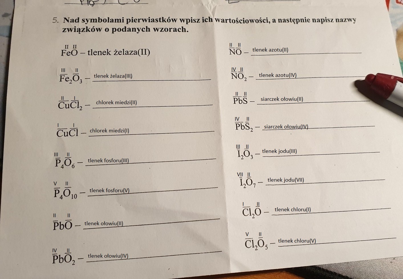 nad symbolami pierwiastków Wpisz ich wartościowość a następnie napisz Napisz Nazwy Pierwiastków Chemicznych O Podanych Właściwościach