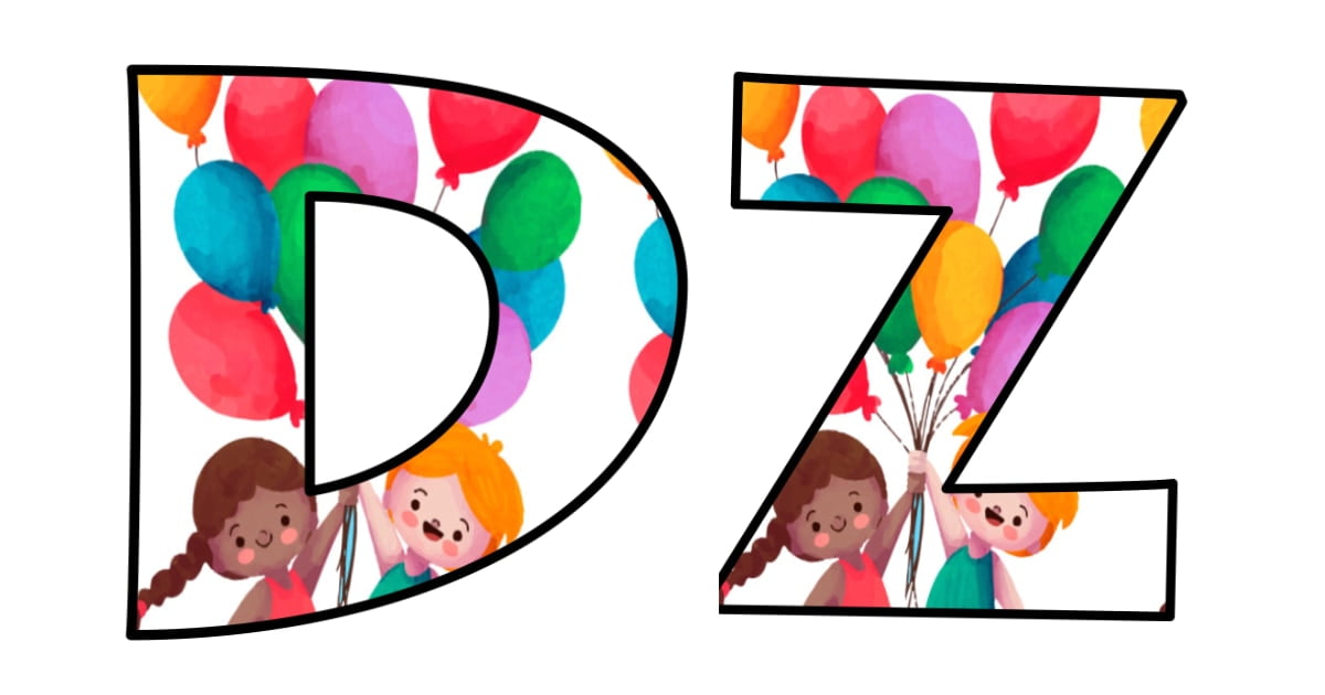 Napis Dzień Przedszkolaka: wzór w balony do druku i ozdoby sali Dzień Przedszkolaka Napis Do Druku