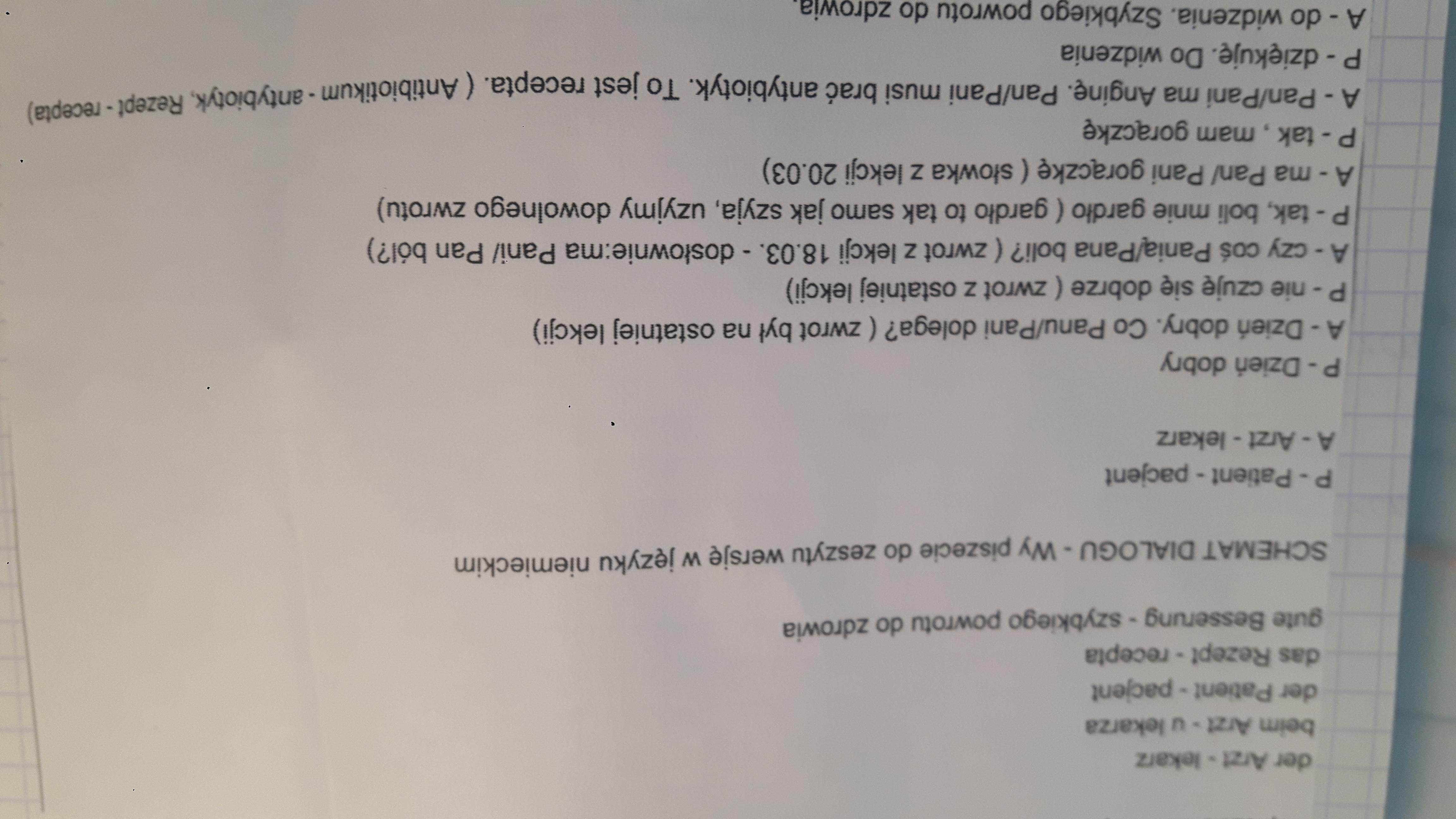 Napisz dialog po niemiecku wizyta u Lekarza - Brainly.pl Dialog Po Niemiecku U Lekarza