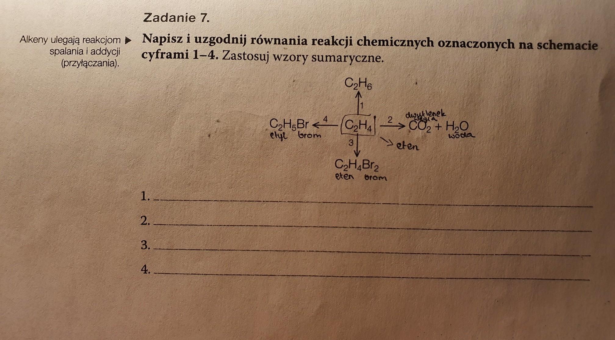 Napisz Równania Reakcji Chemicznych Oznaczonych Na Schemacie Cyframi 1 4