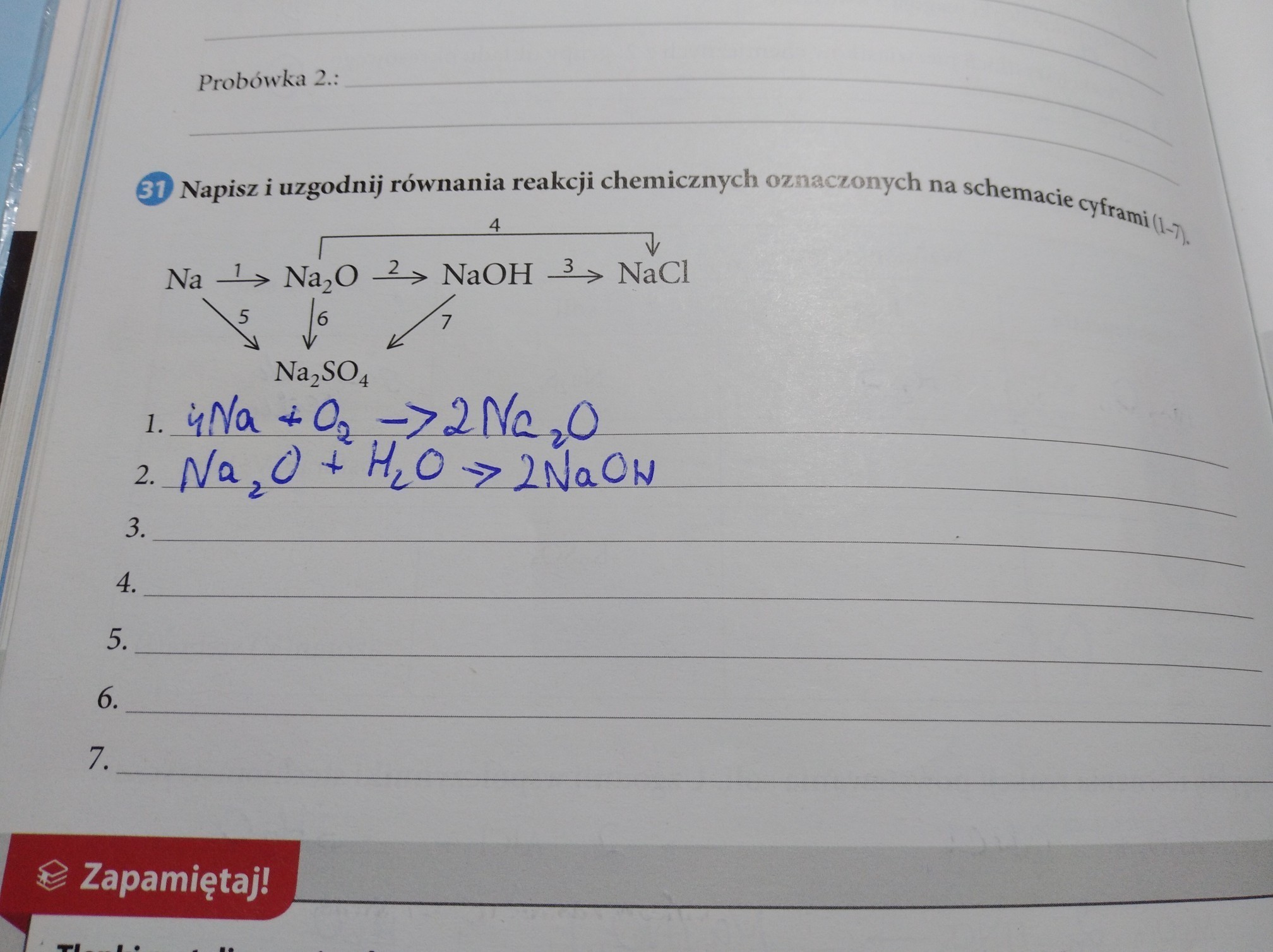 Napisz i uzgodnij równania reakcji chemicznych oznaczonych na schemacie Rownania Reakcji Chemicznych Sprawdzian Klasa 7