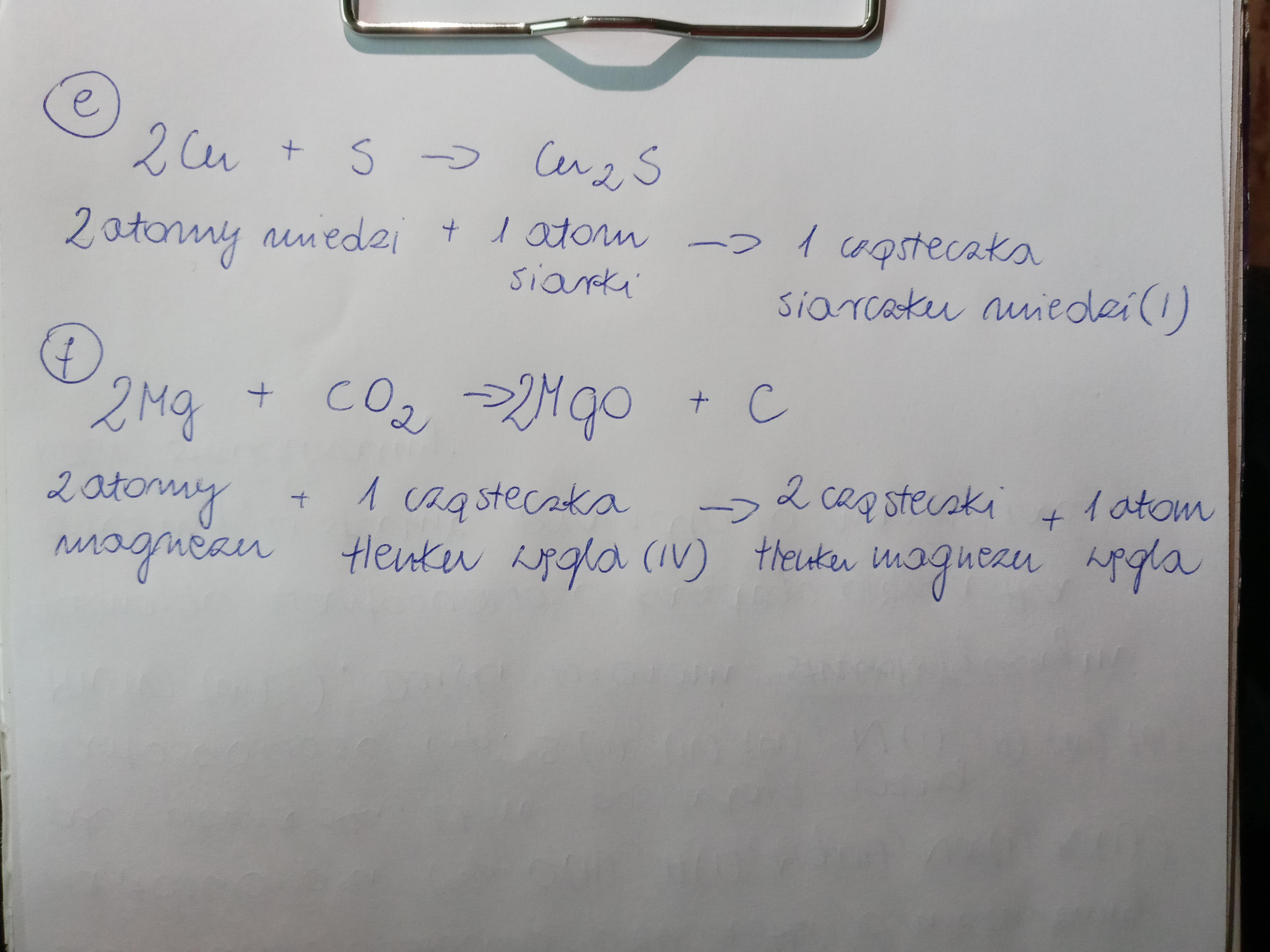 Napisz I Uzgodnij Rownania Reakcji Chemicznych