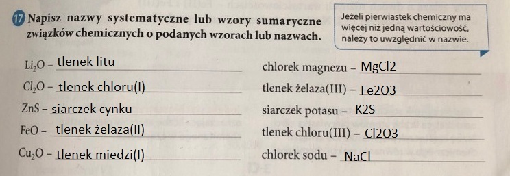 Napisz Wzory Sumaryczne Soli O Podanych Nazwach Systematycznych