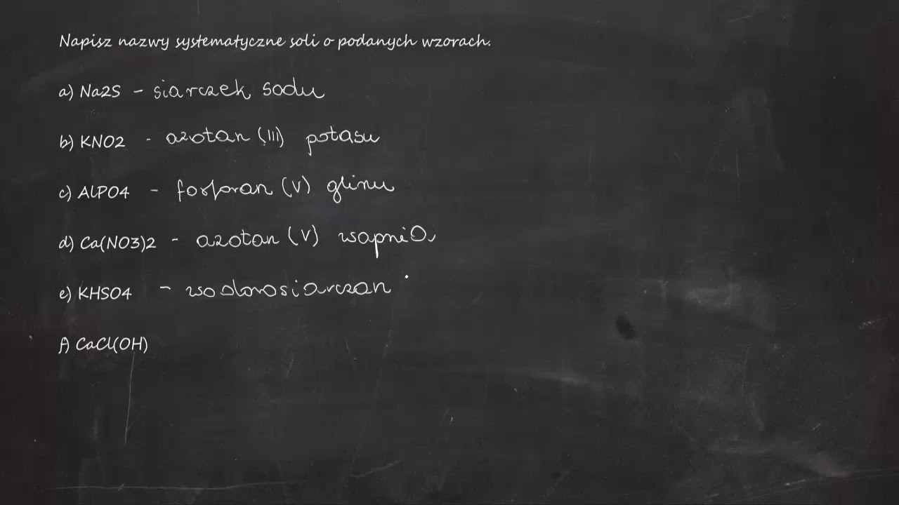 Napisz Nazwy Systematyczne Soli O Podanych Wzorach