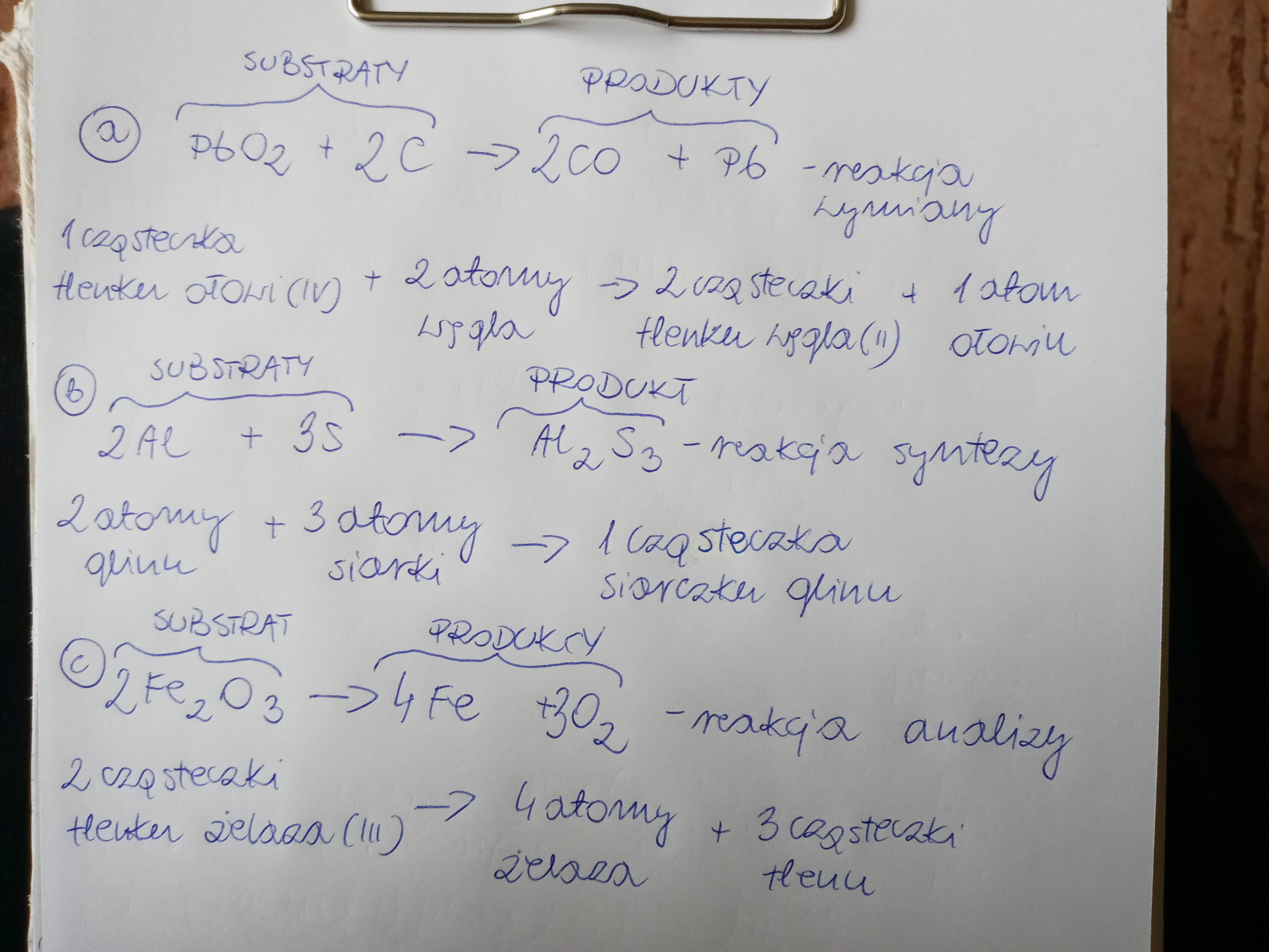 Napisz równania reakcji chemicznej przedstawionych zapisem słownym Napisz Słownie Przebieg Reakcji Chemicznej Tlenu Z Wapniem