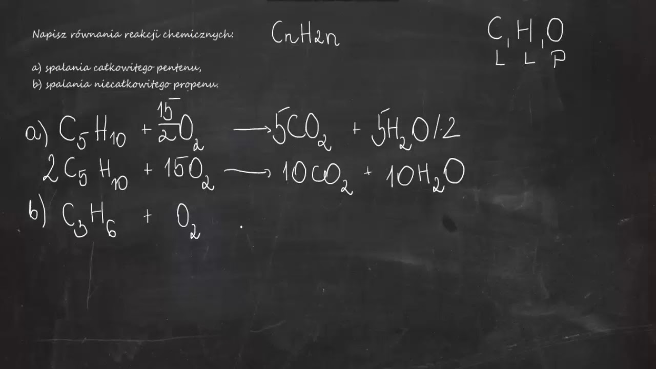 Napisz równania reakcji chemicznych: a) spalania całkowitego pentenu, b Napisz Równanie Reakcji Spalania Niecałkowitego Metanolu