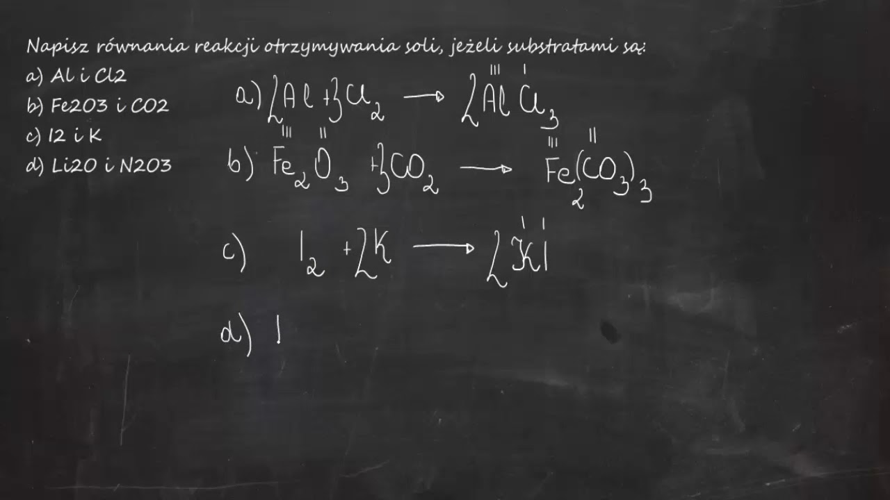 Napisz równania reakcji otrzymywania soli, jeżeli substratami są: a) Al Uzupelnij Rownania Reakcji Otrzymywania Tlenkow