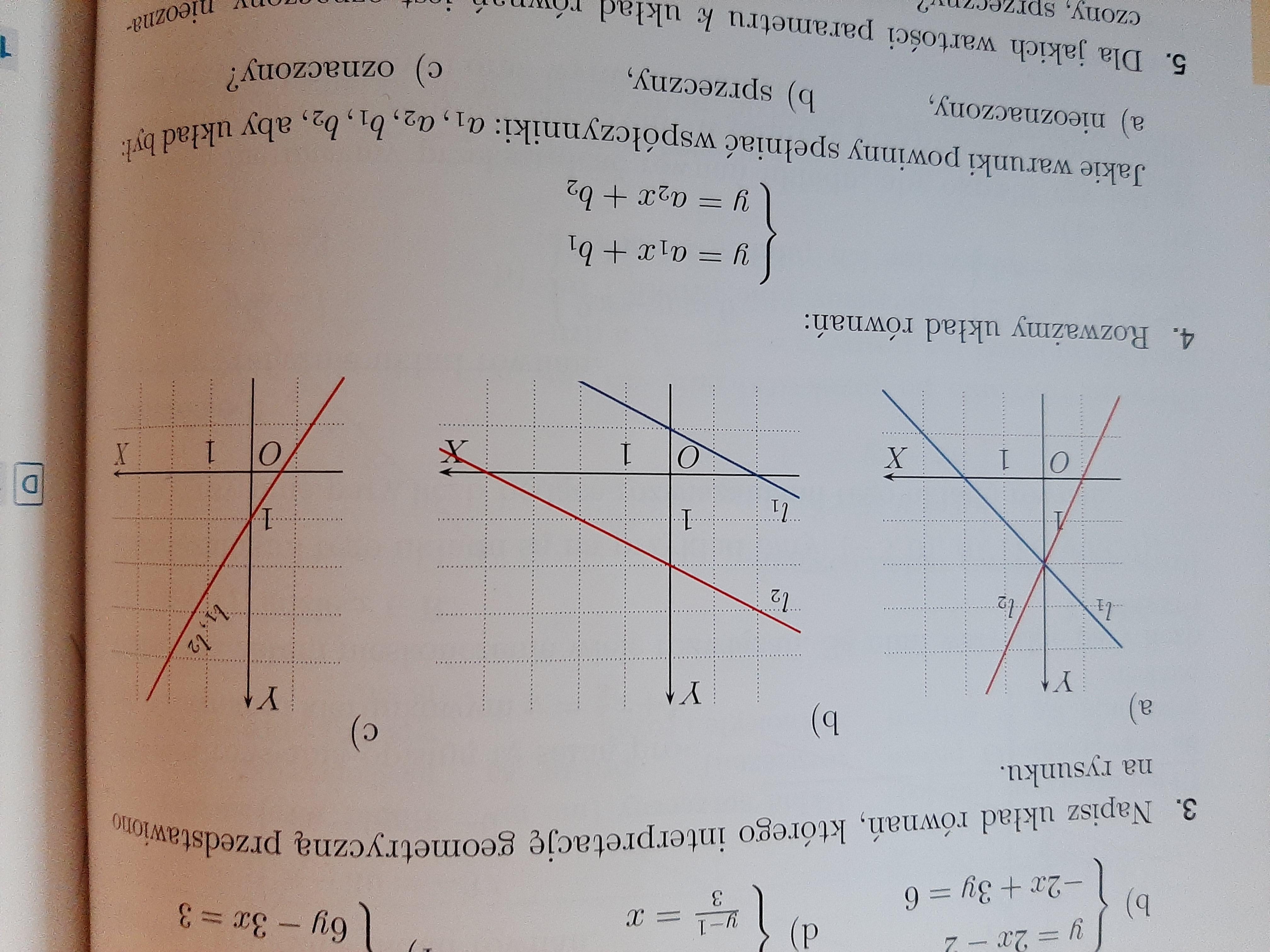 Napisz Uklad Rownan Ktorego Interpretacje Geometryczna Przedstawiono Na Rysunku