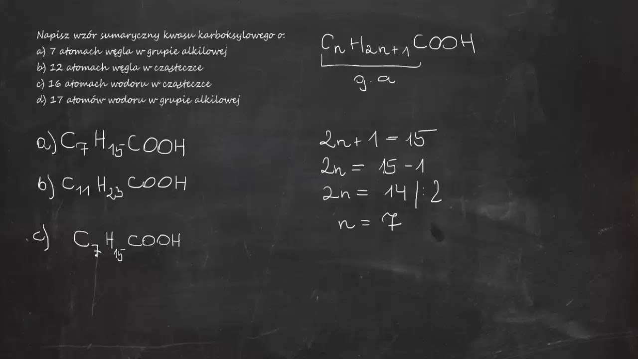 Napisz wzór sumaryczny kwasu karboksylowego o: 7 atomach węgla w grupie Wzór Sumaryczny Kwasu Który Jest Pochodną Propanu