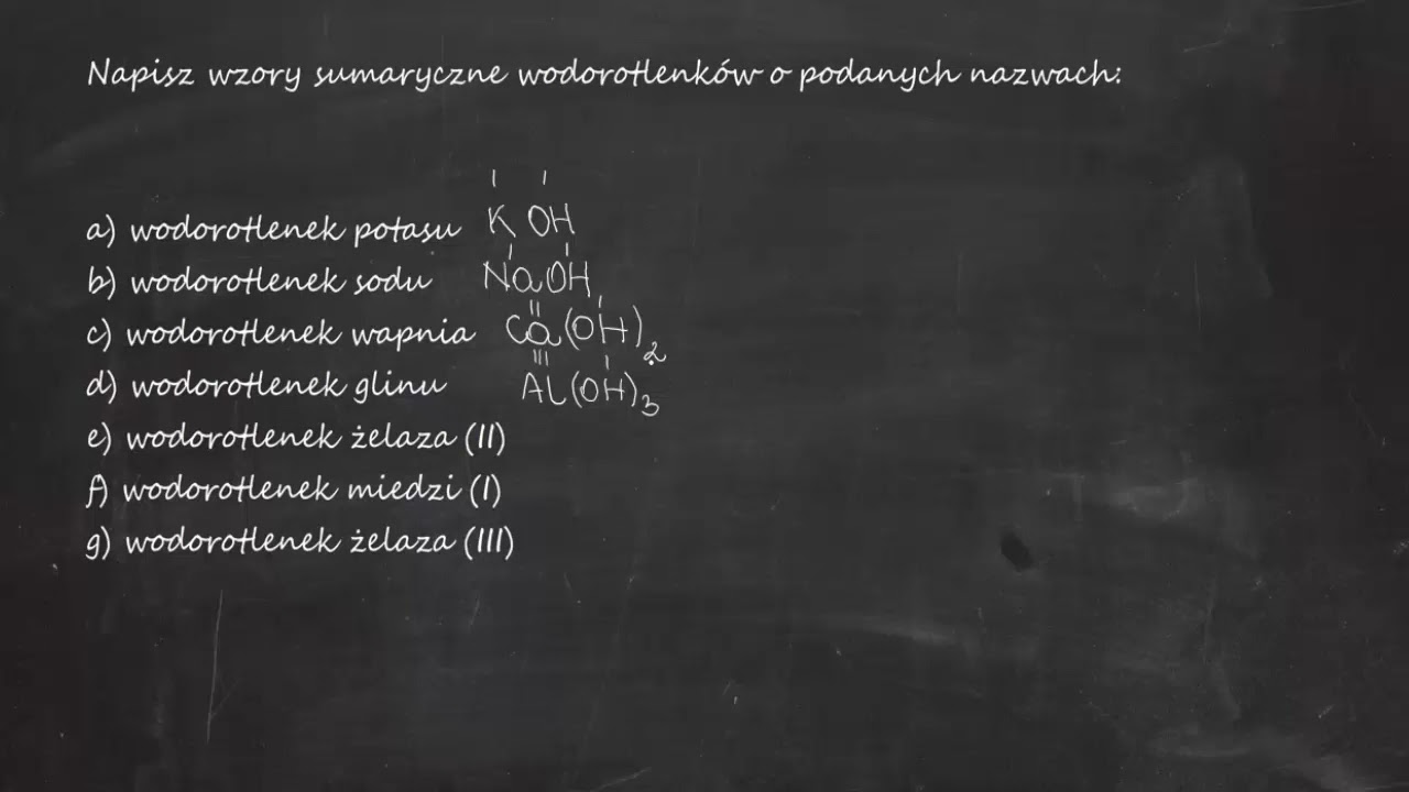 Napisz wzory sumaryczne wodorotlenków o podanych nazwach: a Wodorotlenek Miedzi 2 Wzór Sumaryczny