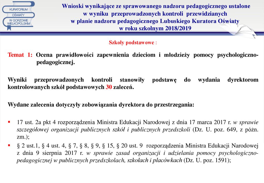 Narada dotycząca wyników i wniosków ze sprawowanego nadzoru Sprawozdanie Z Nadzoru Pedagogicznego W Przedszkolu 2018 2019