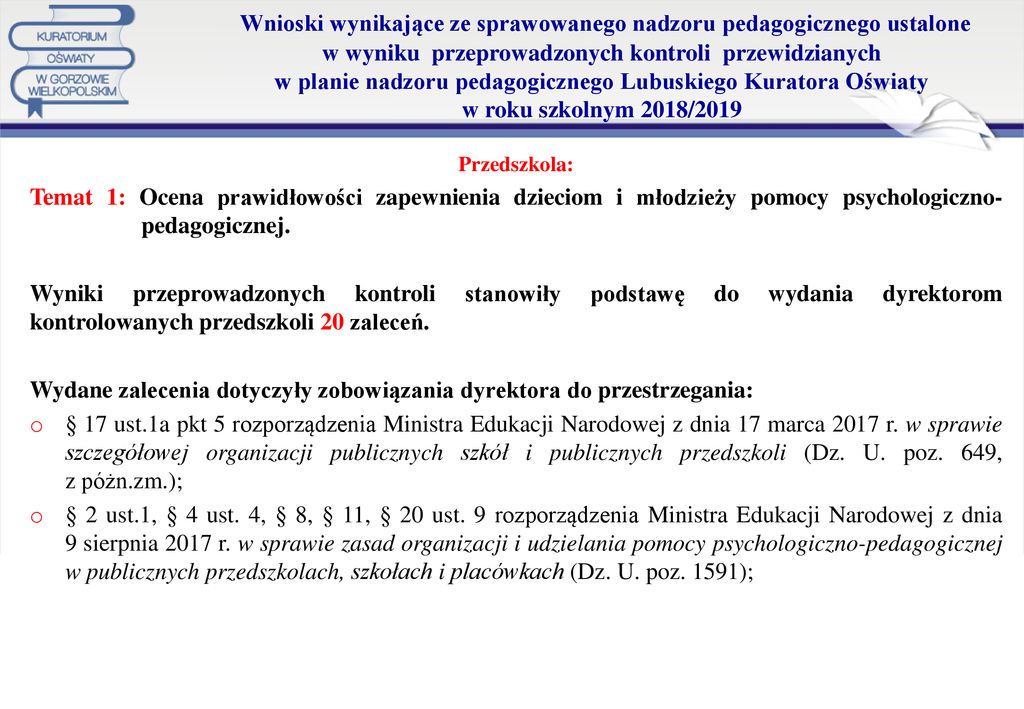 Wnioski Z Nadzoru Pedagogicznego W Przedszkolu