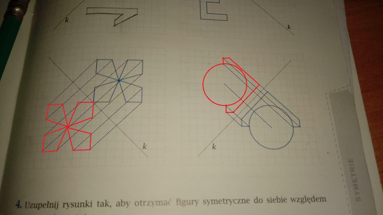 Narysuj figur symetryczną do danej figury względem prostej k. Plis jak Narysuj Figury Przystające Do Poniższych Wielokątów