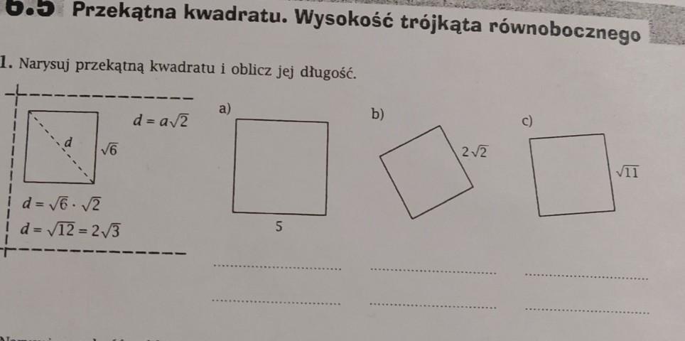 Narysuj Przekątną Kwadratu I Oblicz Jej Długość