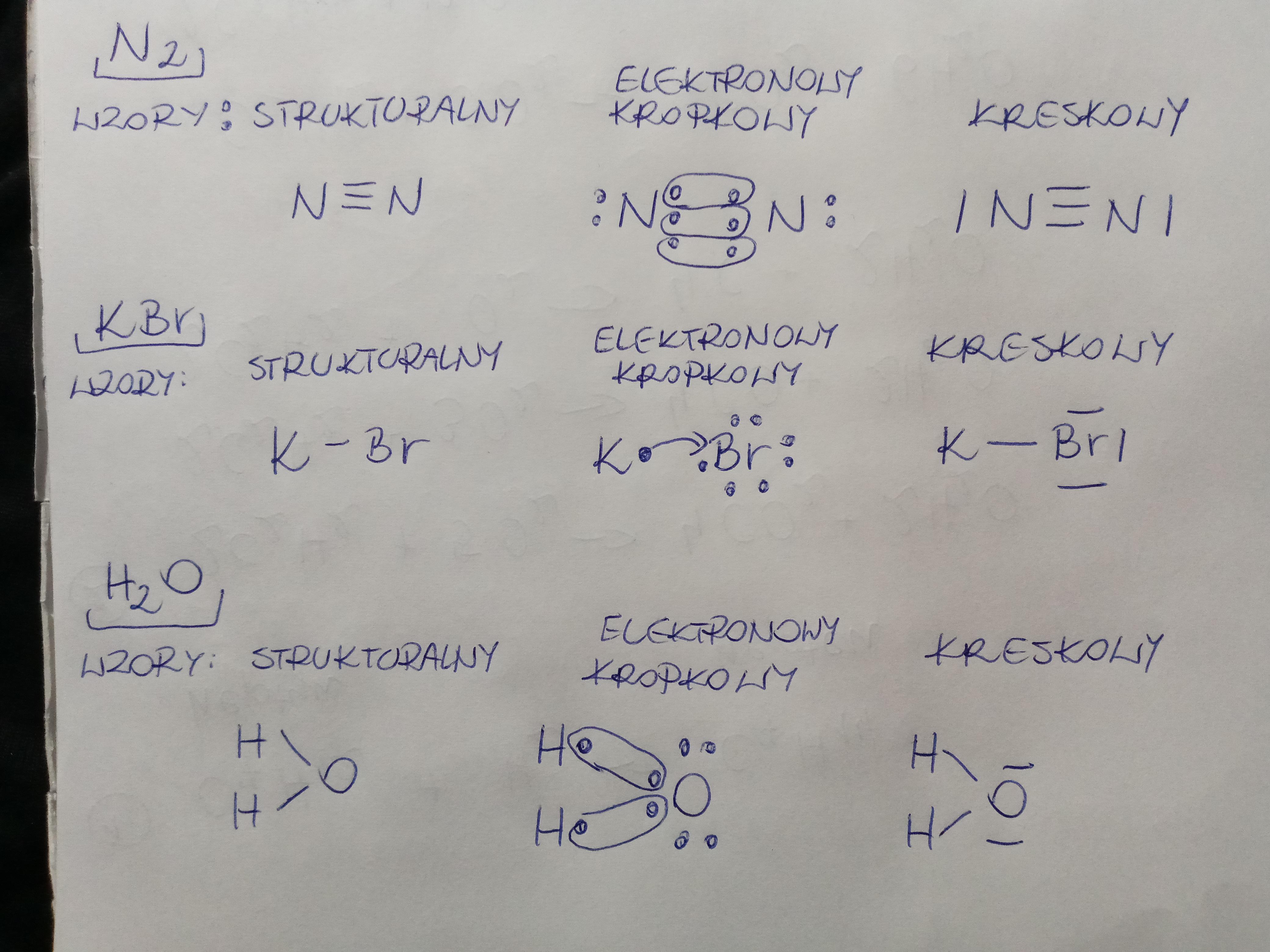 Narysuj Wzory Elektronowe I Kreskowe Czasteczek