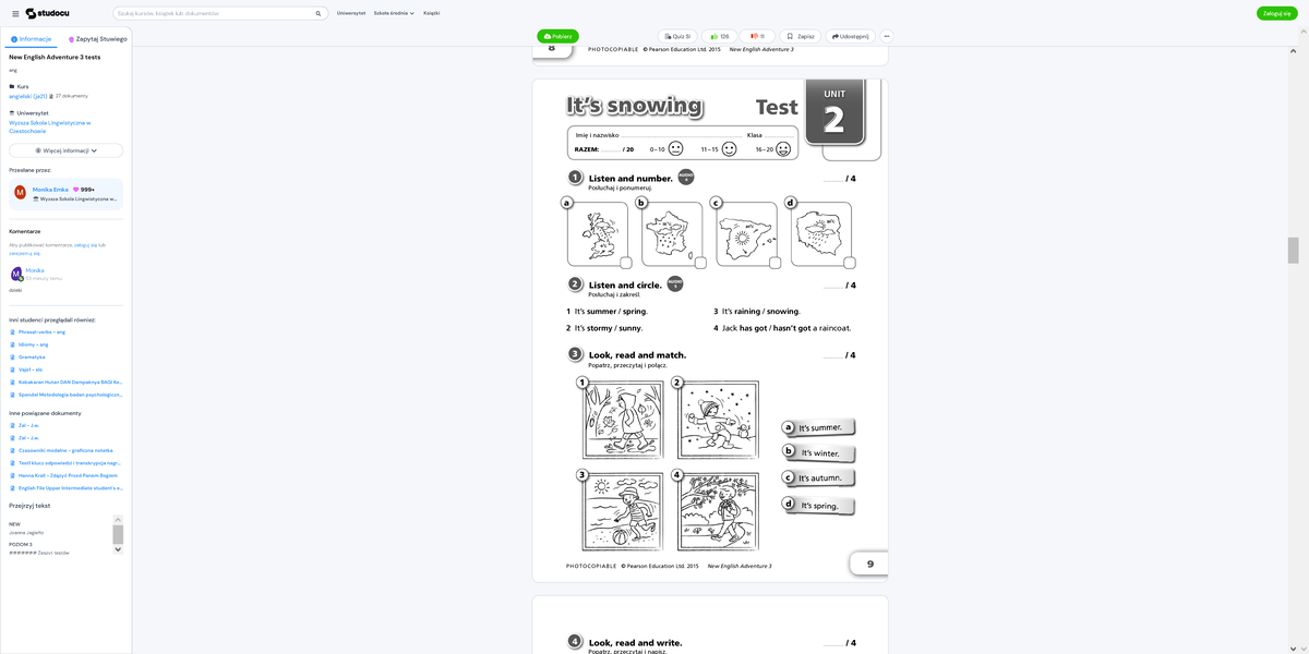 New English Adventure Testy Klasa 3