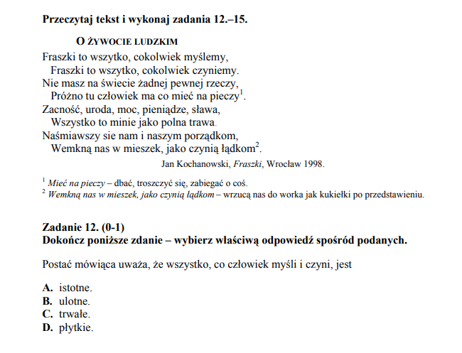 niecodzienność szkolna: NA FRASZKI - POWTÓRKA Fraszki I Pieśni Kochanowskiego Sprawdzian Klasa 7