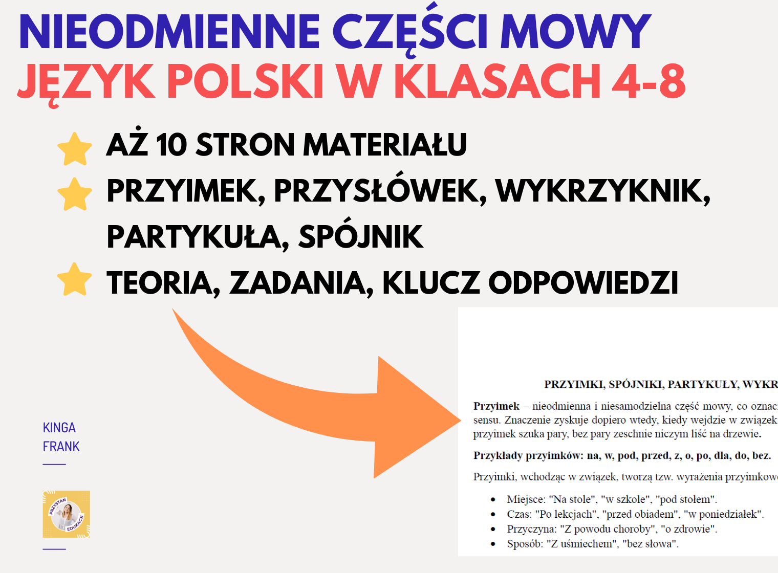 📘 NIEODMIENNE CZĘŚCI MOWY - teoria, zadania, klucz odpowiedzi 📝 • Złoty Czesci Mowy Sprawdzian Klasa 4 Wsip