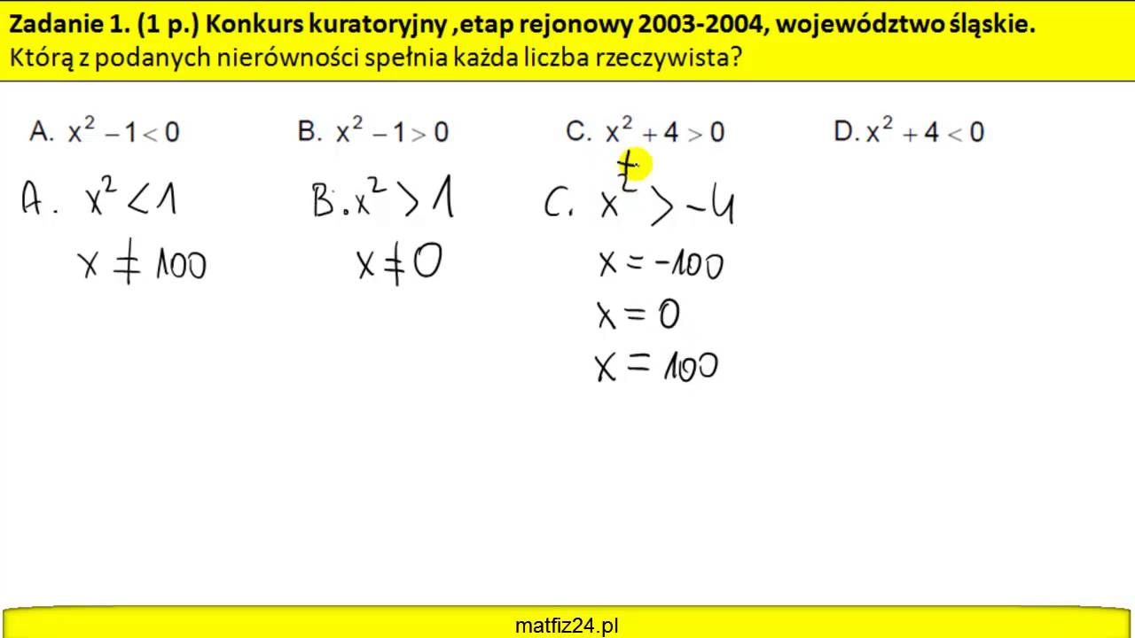 Równania I Nierówności Kwadratowe Zadania Pdf