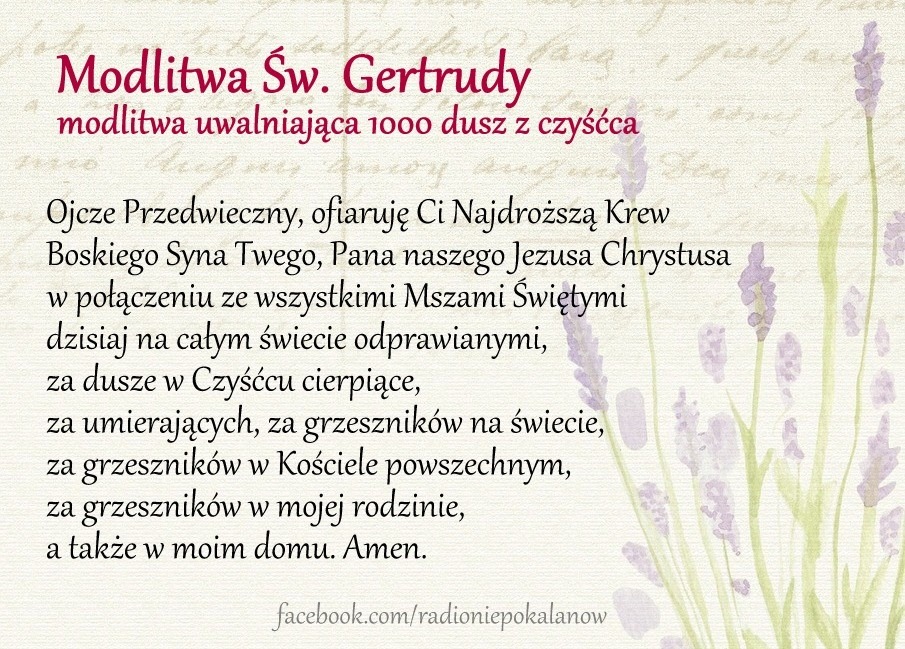 Modlitwa Sw Brygidy Za Dusze Czysccowe