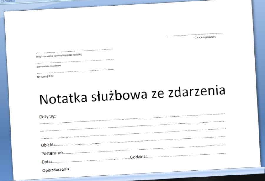 Notatka służbowa ze zdarzenia wzór - Procedura w firmie Jak Napisac Notatke Sluzbowa Na Pracownika Wzor
