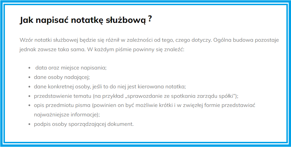 Jak Napisac Notatke Sluzbowa Na Pracownika Wzor