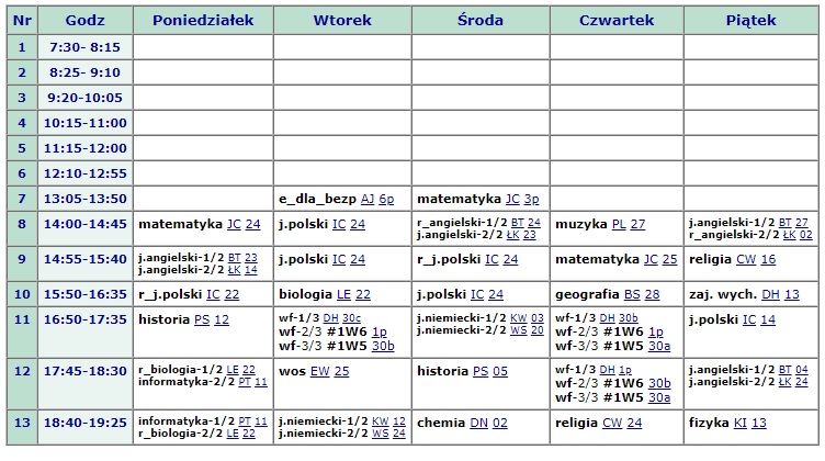 Zs1 Plan Lekcji