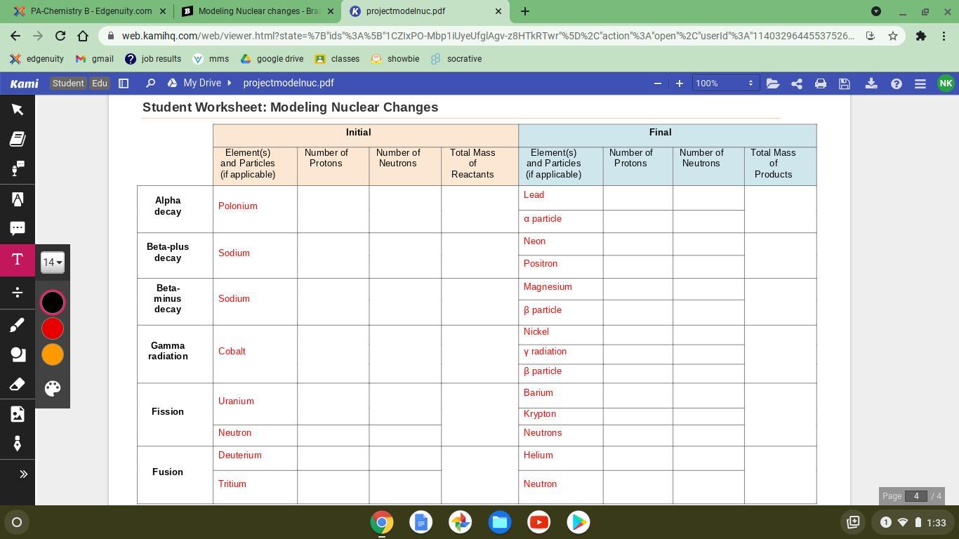 Nuclear Reactions Gizmo Worksheet Answers : Explorelearning Gizmos Student Exploration Nuclear Reactions Gizmo Answer Key