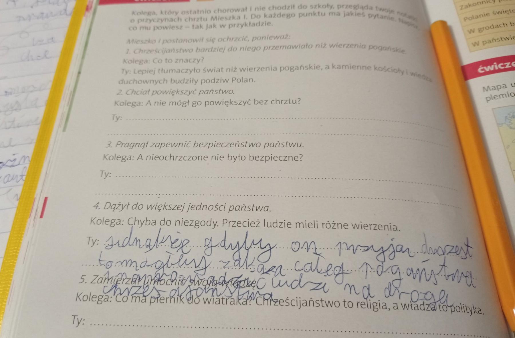 o przyczynach chrztu Mieszka I. Do każdego punktu ma jakieś pytanie Dokończ Zdania Które Opisują Skutki Przyjęcia Chrztu Przez Mieszka I