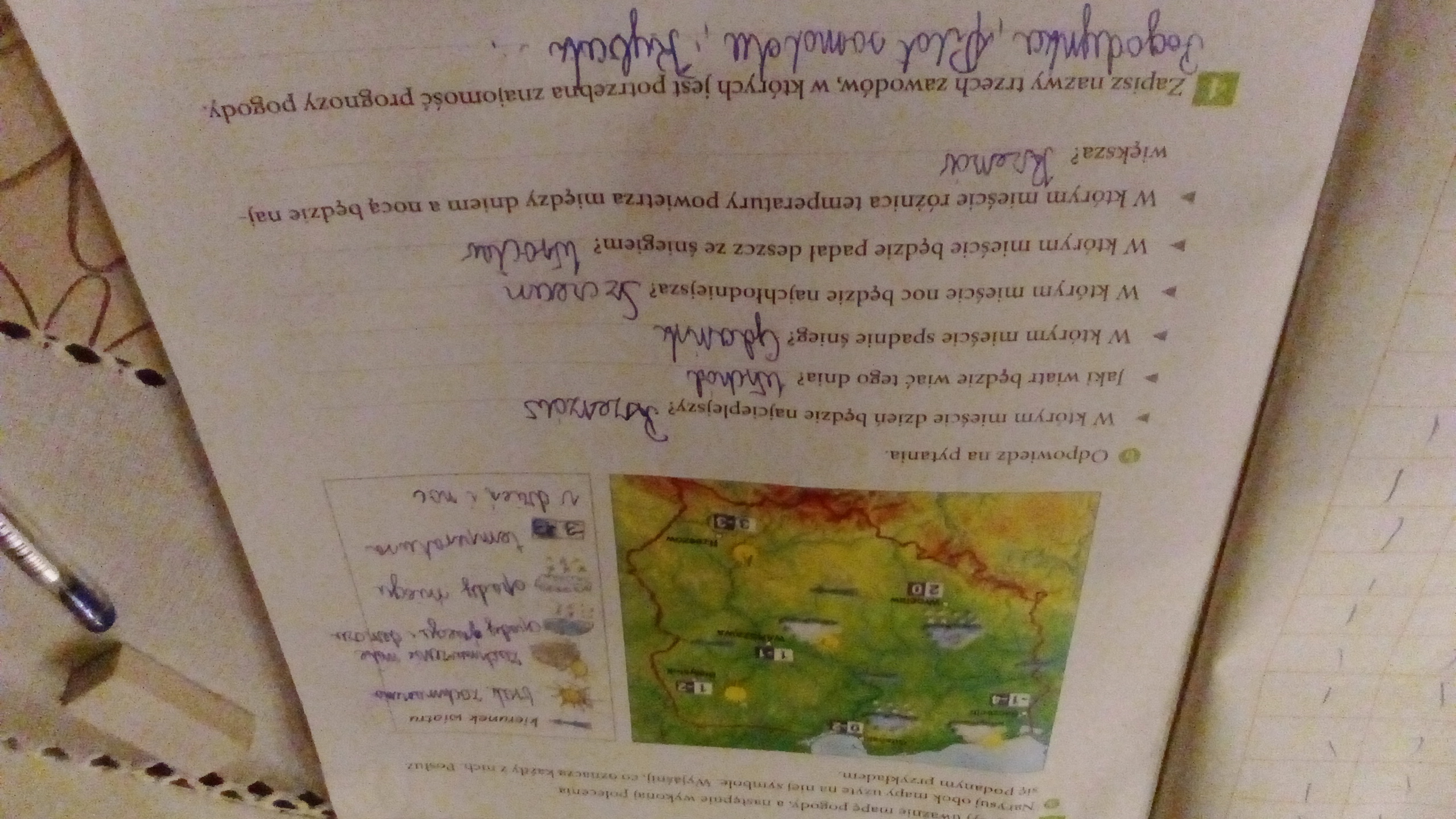 Obejrzyj Uwaznie Mape Pogody A Nastepnie Wykonaj Polecenia