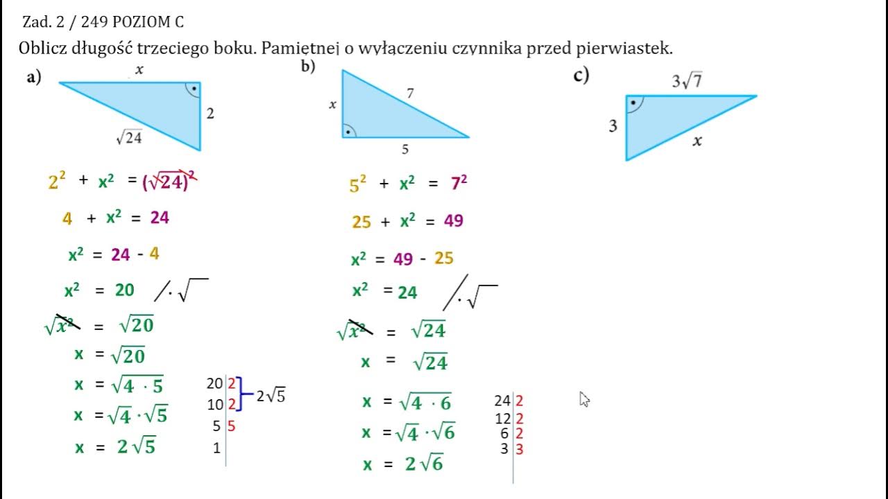 Oblicz długość trzeciego boku trójkąta - 4. Twierdzenie Pitagorasa Oblicz Brakującą Długość Boku Trapezu