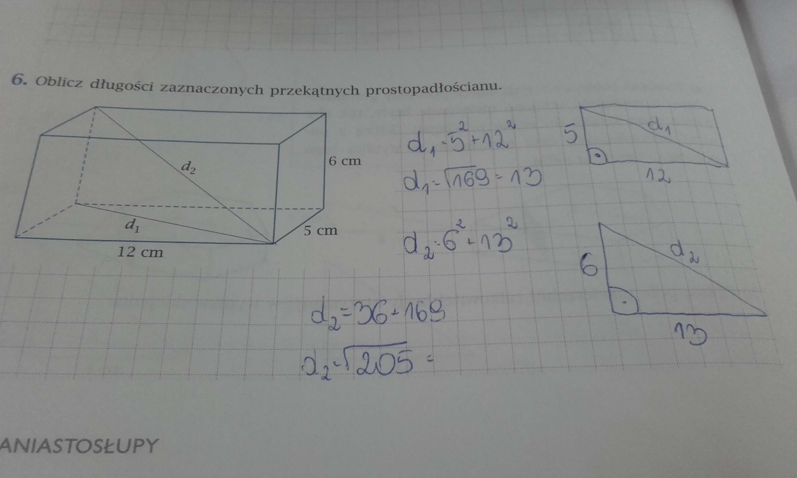 Oblicz Długość Zaznaczonych Przekątnych Prostopadłościanu
