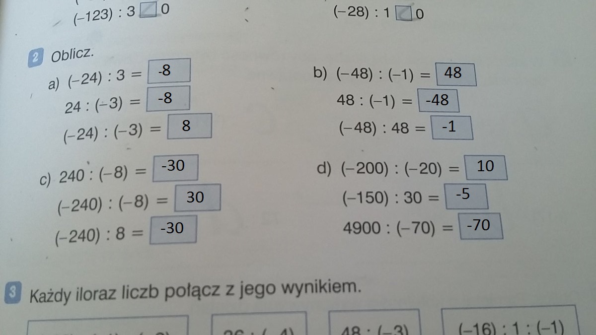 oblicz, dzielenie liczb całkowitych - Brainly.pl Mnożenie I Dzielenie Liczb Całkowitych Klasa 6 ćwiczenia Pdf