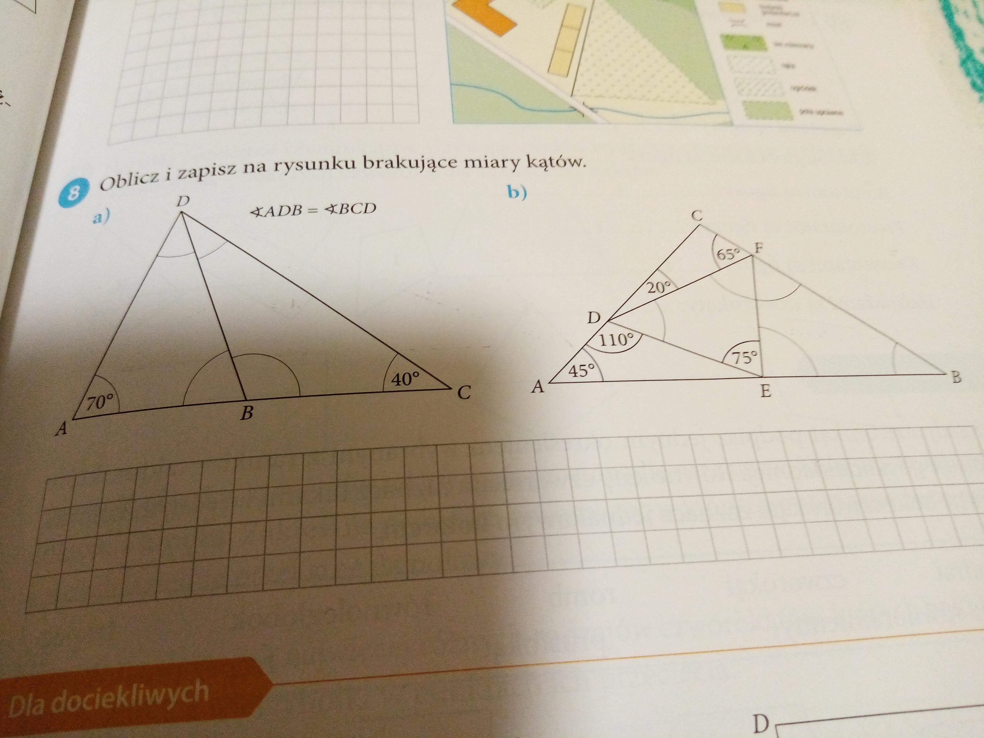 Oblicz i zapisz na rysunku brakujące miary kątów - Brainly.pl Oblicz I Zapisz Na Rysunku Brakujące Miary Kątów