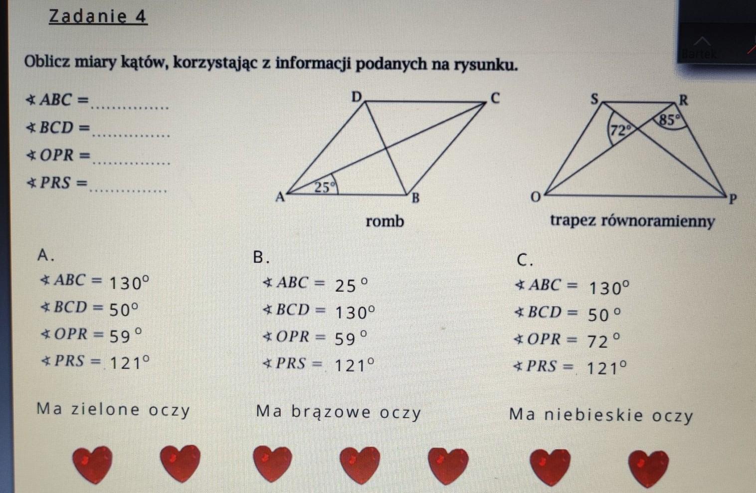 Oblicz Miary Kątów Korzystając Z Informacji Podanych Na Rysunku