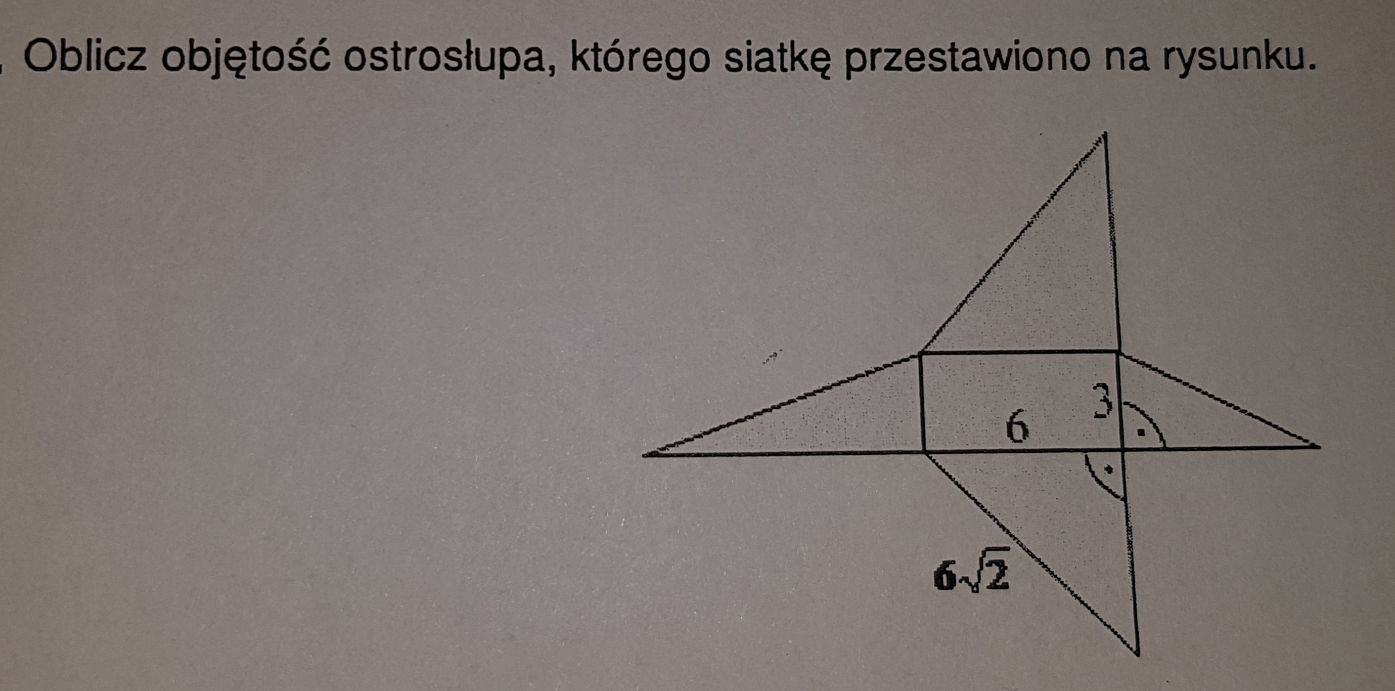 Oblicz Objętość Ostrosłupa Którego Siatkę Przedstawiono Na Rysunku Na Rysunku Przedstawiono Siatke Ostroslupa Ktorego Podstawa Jest Prostokatem