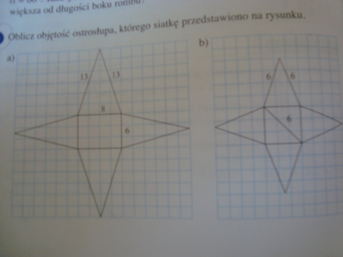 Oblicz Objętość Ostrosłupa Którego Siatkę Przedstawiono Na Rysunku Na Rysunku Przedstawiono Siatke Ostroslupa Ktorego Podstawa Jest Prostokatem