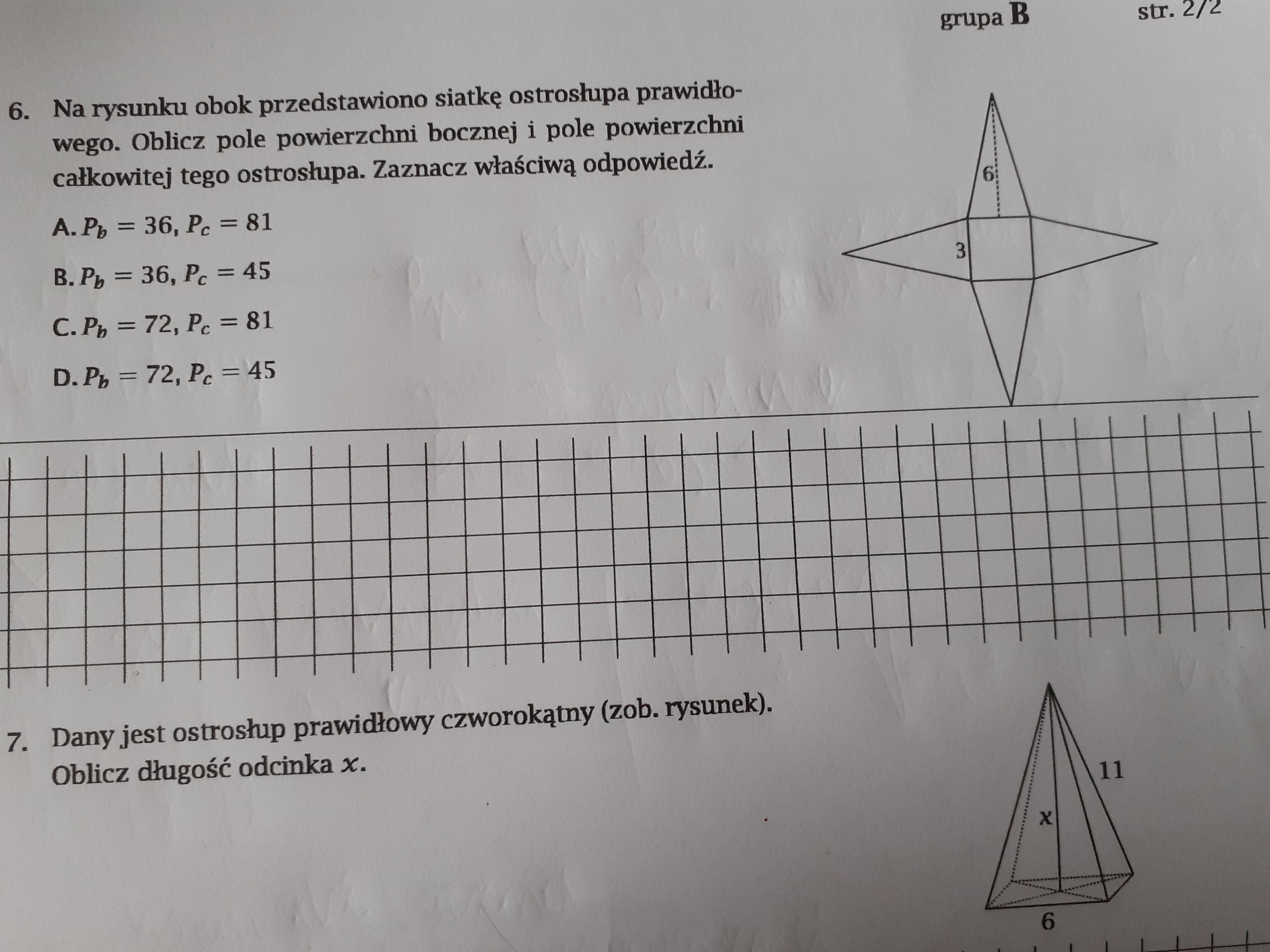 Na Rysunku Obok Przedstawiono Siatkę Ostrosłupa Prawidłowego