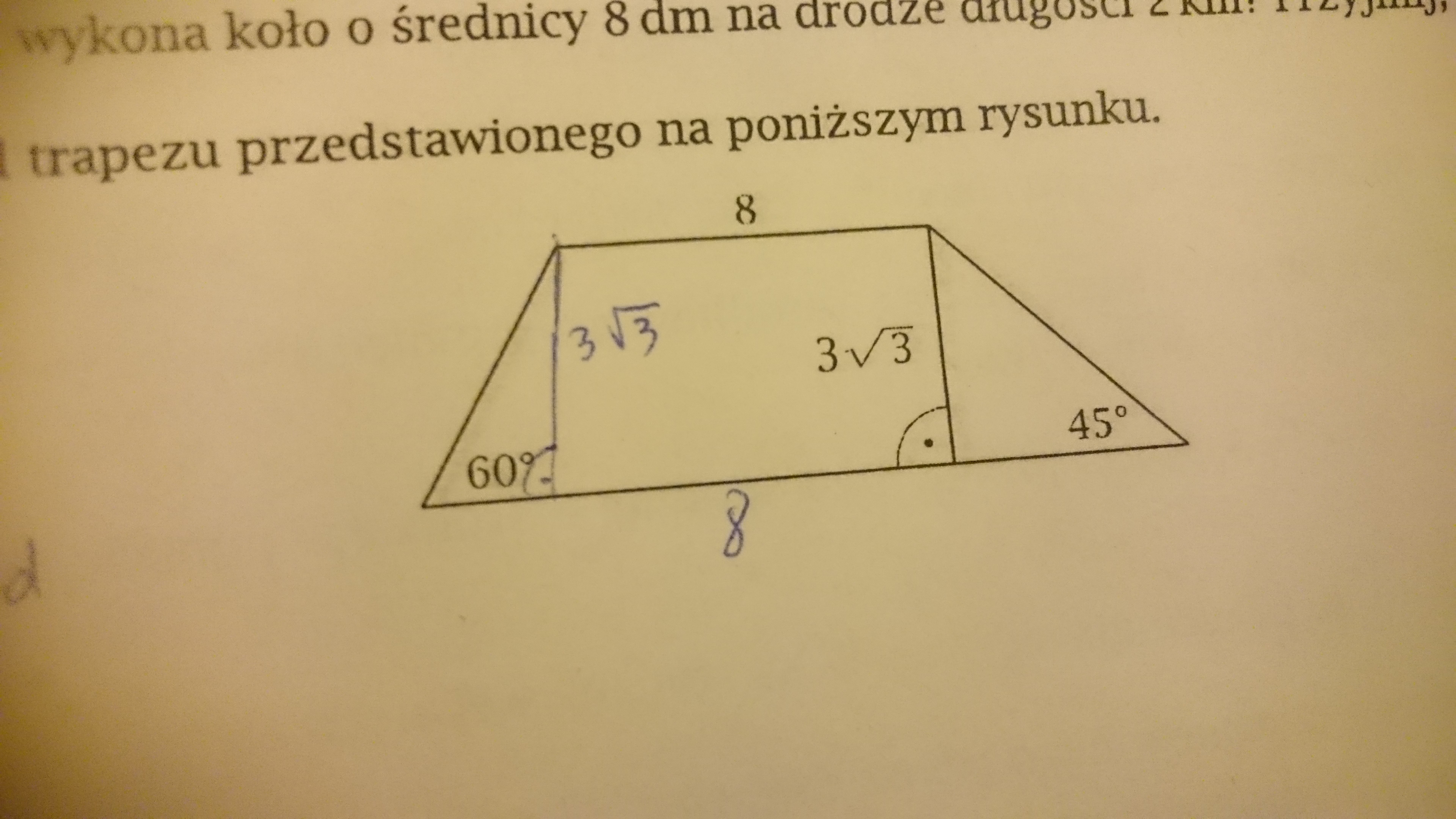 Oblicz Obwd I Pole Trapezu O Wymiarach Podanych Na Rysunku - question Oblicz Pole I Obwód Trapezu Przedstawionego Na Rysunku Obok