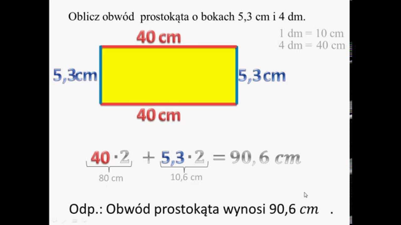 Pole I Obwód Kwadratu I Prostokąta Zadania Klasa 4 Pdf