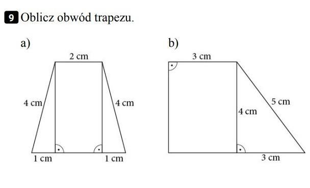 oblicz obwód trapezu - Brainly.pl Oblicz Obwód Trapezu Prostokątnego Którego Krótsza Podstawa Ma 2 Cm