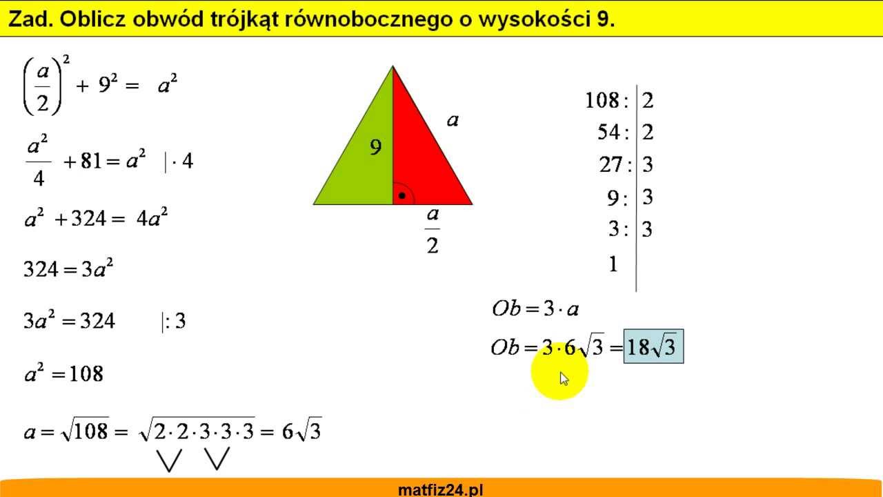 Trojkat Rownoboczny Wzor Na Obwod