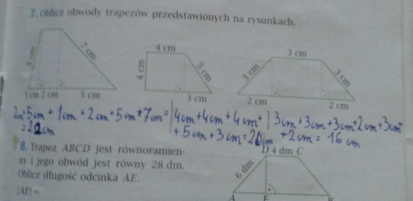 Oblicz obwody trapezów przedstawionych na rysunkach - Brainly.pl Oblicz Obwody Trapezów Przedstawionych Na Rysunkach