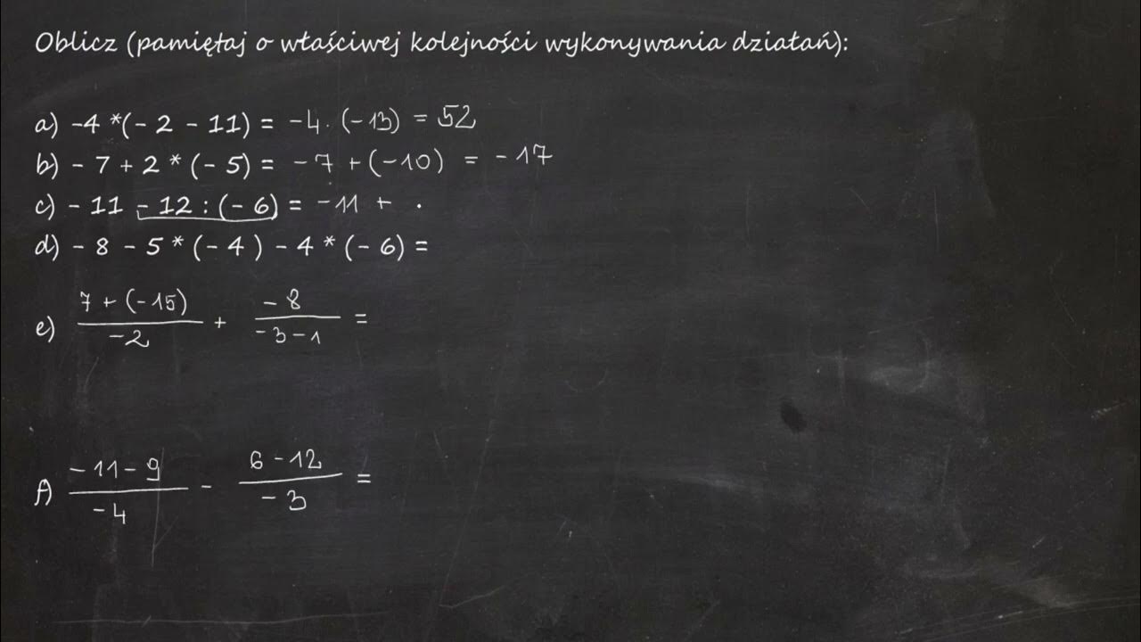 Oblicz (pamiętaj o właściwej kolejności wykonywania działań): a) -4 Oblicz Pamiętając O Kolejności Wykonywania Działań Klasa 6